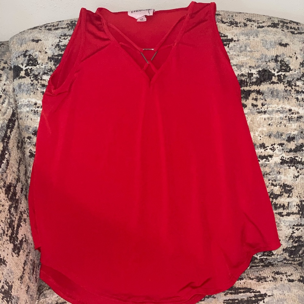 Red Silky Vneck Tank
